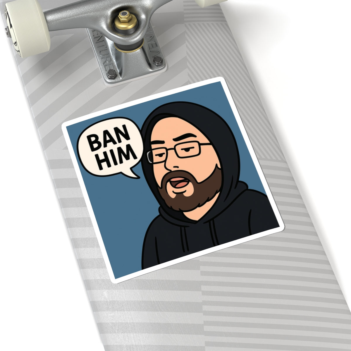 Funny Ban Him Kiss-Cut Stickers, Laptop Decor, Humor Gift, Vinyl Decals, Trendy Stickers for Gamers, Chat Room Stickers
